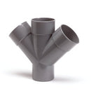 Dubbel T-stuk 45gr,PVC,3 x lijmmof,1 x spie