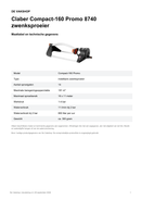 Maattabel en technische gegevens — Claber Compact-160 Promo 8740 zwenksproeier