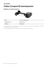 Maattabel en technische gegevens — Claber Compact-20 zwenksproeier