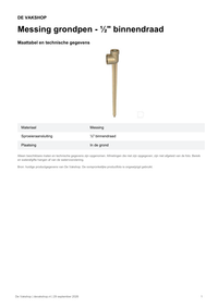 Maattabel en technische gegevens — Messing grondpen – ½" binnendraad