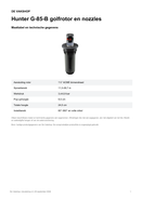 Maattabel en technische gegevens — Hunter G-85-B golfrotor en nozzles