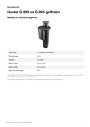 Maattabel en technische gegevens — Hunter G-990 en G-995 golfrotor