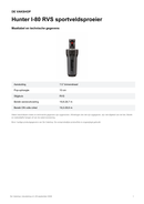 Maattabel en technische gegevens — Hunter I-80 RVS sportveldsproeier