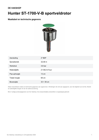 Maattabel en technische gegevens — Hunter ST-1700-V-B sportveldrotor
