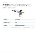 Maattabel en technische gegevens — THB 268 aluminium kanon-sectorsproeier