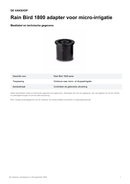 Maattabel en technische gegevens — Rain Bird 1800 adapter voor micro-irrigatie