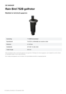 Maattabel en technische gegevens — Rain Bird 752B golfrotor