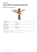 Maattabel en technische gegevens — Vyrsa VYR-35 messing rondsproeier