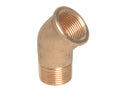 Threaded elbow 45°, brass, male thread with collar x female thread,
