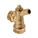 draadknie 90°, messing, met aftap, buitendraad x knel