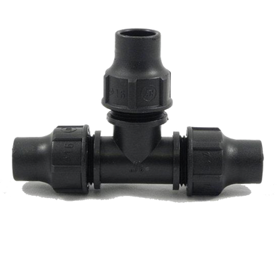 T-koppeling voor druppelslang 16 mm - Zwart