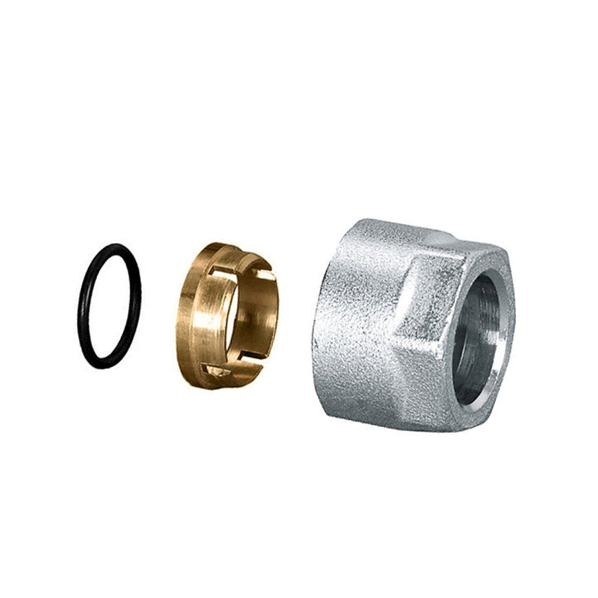 adapter, euroconus, voor vloerverwarming, pilaar, knelring en wartel, voor koperbuis 15 mm