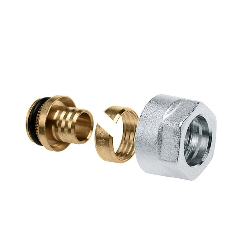 adapter, euroconus, voor vloerverwarming, pilaar, knelring en wartel
