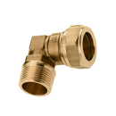 draadknie 90°, messing, buitendraad x knel