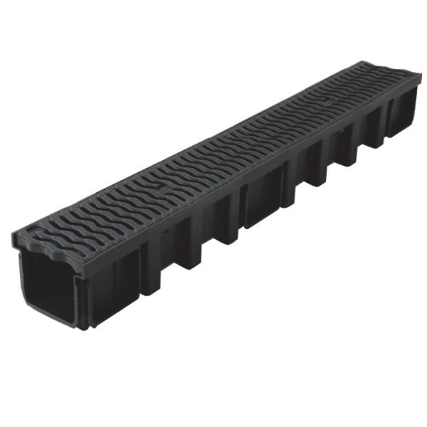 Plastic gutter black with plastic grille
