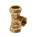 schroef T-stuk 90°, messing, 2x knel / 1x binnendraad